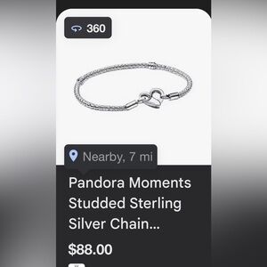 Pandora Silver Keyhole Heart Charm and bracelet